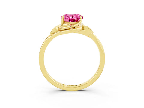 Yellow gold Oval Cut Pink Sapphire Solitaire Ring with Twist Band and Four-Prong Setting_39