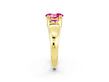 Yellow gold Oval Cut Pink Sapphire Solitaire Ring with Wide Band and Prong Setting_26