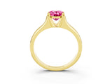 Yellow gold Oval Cut Pink Sapphire Solitaire Ring with Wide Band and Prong Setting_27