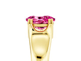 Yellow gold Oval Cut Pink Sapphire Solitaire Ring with Wide Band and Prong Setting_29