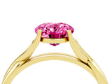 Yellow gold Oval Cut Pink Sapphire Solitaire Twist Band Prong Setting Ring_100