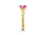 Yellow gold Oval Cut Pink Sapphire Solitaire Twist Band Prong Setting Ring_98