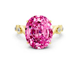 Yellow gold Oval Cut Pink Sapphire Solitaire Twisted Band with Round  Accents and Prong Setting_12