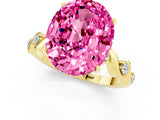 Yellow gold Oval Cut Pink Sapphire Solitaire Twisted Band with Round  Accents and Prong Setting_13