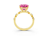 Yellow gold Oval Cut Pink Sapphire Solitaire Twisted Band with Round  Accents and Prong Setting_15