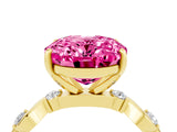 Yellow gold Oval Cut Pink Sapphire Solitaire Twisted Band with Round  Accents and Prong Setting_16