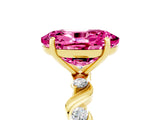 Yellow gold Oval Cut Pink Sapphire Solitaire Twisted Band with Round  Accents and Prong Setting_17