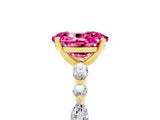 Yellow gold Oval Cut Pink Sapphire Solitaire with Side Stones on a Pavé Band and Four-Prong Setting_29