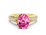 Yellow gold Oval Cut Pink Sapphire Split Shank Engagement Ring with Pavé Band_24