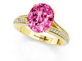 Yellow gold Oval Cut Pink Sapphire Split Shank Engagement Ring with Pavé Band_25