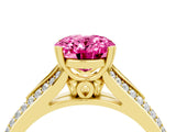 Yellow gold Oval Cut Pink Sapphire Split Shank Engagement Ring with Pavé Band_28