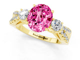Yellow gold Oval Cut Pink Sapphire Three-Stone Ring with Pavé Split Shank and Four-Prong Setting_37