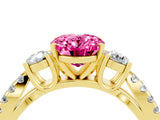 Yellow gold Oval Cut Pink Sapphire Three-Stone Ring with Pavé Split Shank and Four-Prong Setting_40