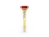Yellow gold Oval Cut Ruby Cluster Side Stone Solitaire Ring with Prong Setting_26