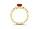 Yellow gold Oval Cut Ruby Cluster Side Stone Solitaire Ring with Prong Setting_27