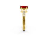 Yellow gold Oval Cut Ruby Engagement Ring with Milgrain Channel Set Band and Prong Setting_2
