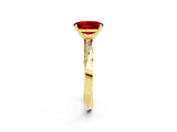 Yellow gold Oval Cut Ruby Engagement Ring with Side Stone Accents and Four-Prong Setting_29
