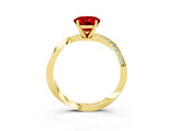 Yellow gold Oval Cut Ruby Engagement Ring with Side Stone Accents and Four-Prong Setting_30