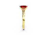 Yellow gold Oval Cut Ruby Engagement Ring with Side Stone Accents and Four-Prong Setting_62