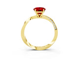 Yellow gold Oval Cut Ruby Engagement Ring with Side Stone Accents and Four-Prong Setting_63
