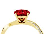 Yellow gold Oval Cut Ruby Engagement Ring with Side Stone Accents and Four-Prong Setting_64