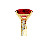 Yellow gold Oval Cut Ruby Engagement Ring with Side Stone Accents and Four-Prong Setting_65