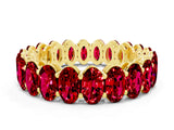 Yellow gold Oval Cut Ruby Eternity Band with Shared Prong Setting