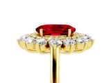 Yellow gold Oval Cut Ruby Floral Double Halo Engagement Ring with Prong Setting_53