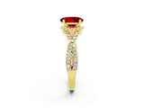 Yellow gold Oval Cut Ruby  Halo Twist Band Solitaire Prong Setting Ring_38