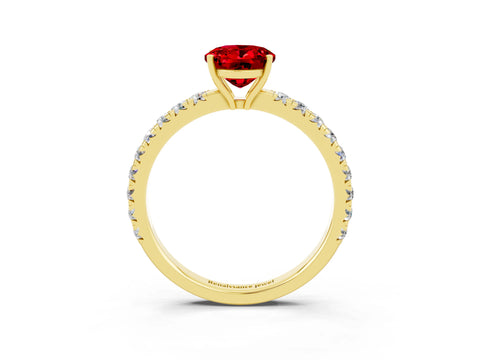 Yellow gold Oval Cut Ruby Pavé Solitaire Engagement Ring with Four-Prong Setting_15