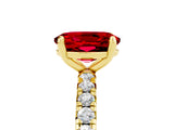 Yellow gold Oval Cut Ruby Pavé Solitaire Ring with Round Band and Prong Setting_29