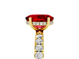 Yellow gold Oval Cut Ruby Pave Band Solitaire Ring with Four-Prong Setting_29