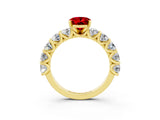Yellow gold Oval Cut Ruby Prong Setting with Side Stones on a Pave Band_3