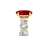 Yellow gold Oval Cut Ruby Prong Setting with Side Stones on a Pave Band_5