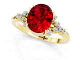 Yellow gold Oval Cut Ruby Ring with Side Stones and Four-Prong Setting_73