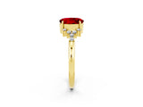 Yellow gold Oval Cut Ruby Ring with Side Stones and Four-Prong Setting_74