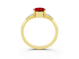 Yellow gold Oval Cut Ruby Ring with Side Stones and Four-Prong Setting_75