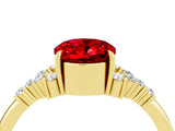 Yellow gold Oval Cut Ruby Ring with Side Stones and Four-Prong Setting_76