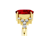 Yellow gold Oval Cut Ruby Ring with Side Stones and Four-Prong Setting_77