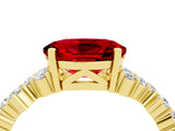 Yellow gold Oval Cut Ruby Scattered Round Accent Ring with Prong Setting_16