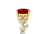 Yellow gold Oval Cut Ruby Scattered Round Accent Ring with Prong Setting_17