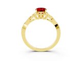 Yellow gold Oval Cut Ruby Solitaire Celtic Knot Ring with Four-Prong Setting_15