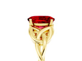 Yellow gold Oval Cut Ruby Solitaire Celtic Knot Ring with Four-Prong Setting_17