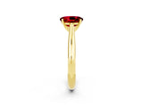 Yellow gold Oval Cut Ruby Solitaire Engagement Ring with Cathedral Setting and Four-Prong Mount_14