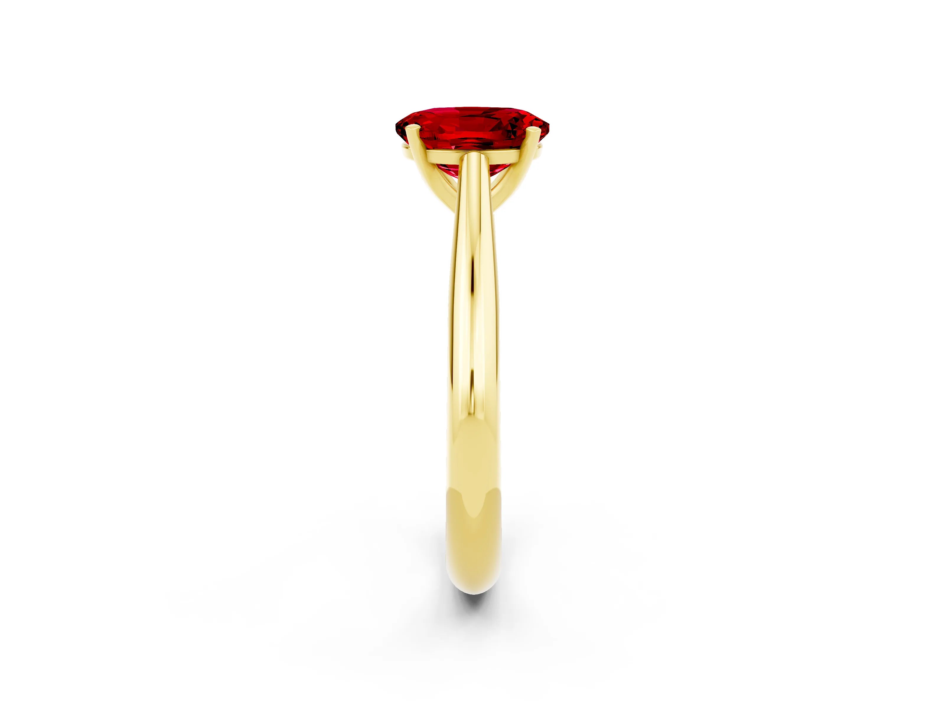 Yellow gold Oval Cut Ruby Solitaire Engagement Ring with Cathedral Setting and Four-Prong Mount_20