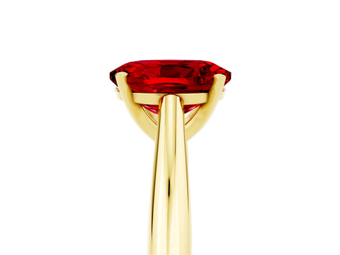 Yellow gold Oval Cut Ruby Solitaire Engagement Ring with Cathedral Setting and Four-Prong Mount_23