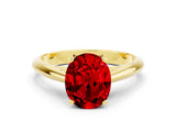 Yellow gold Oval Cut Ruby Solitaire Engagement Ring with Cathedral Setting and Four-Prong Mount_24