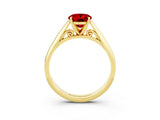 Yellow gold Oval Cut Ruby Solitaire Engagement Ring with Cathedral Setting and Four-Prong Mount_27