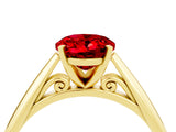 Yellow gold Oval Cut Ruby Solitaire Engagement Ring with Cathedral Setting and Four-Prong Mount_76