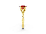 Yellow gold Oval Cut Ruby Solitaire Engagement Ring with Celtic Knot Band and Four-Prong Setting_2